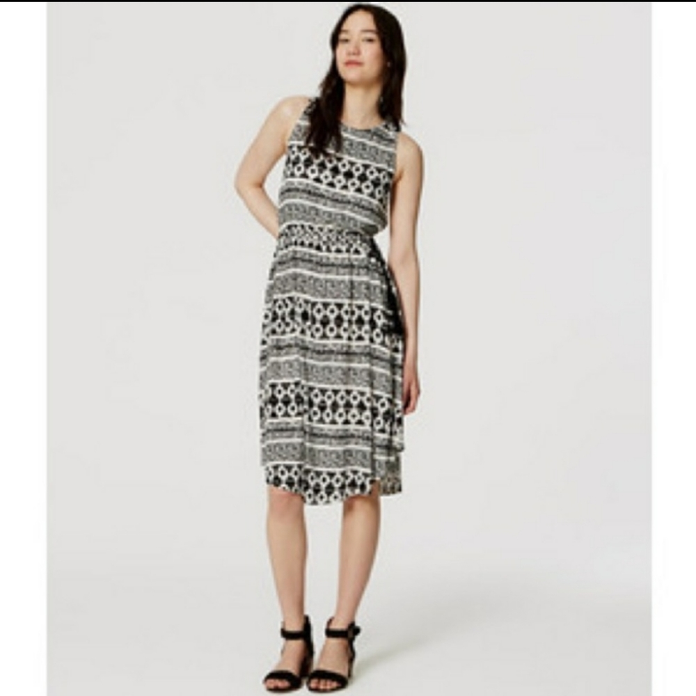 LOFT ikat print sleeveless midi dress